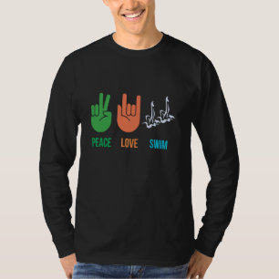 Peace Love Swim Funny Synchro Swimming Synchronize T-Shirt