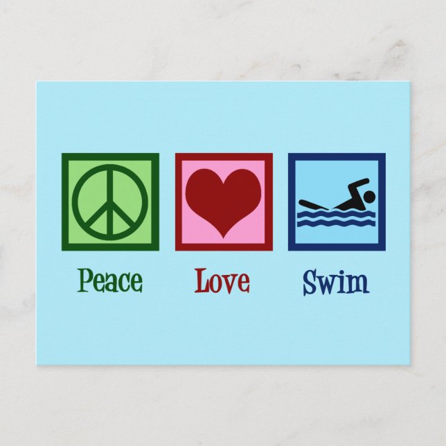 Peace Love Swim Postcard (Front)