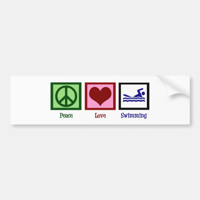 Peace Love Swimming Bumper Sticker (Front)