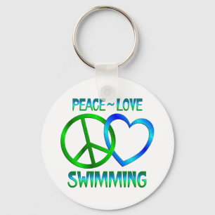 Peace Love SWIMMING Keychain
