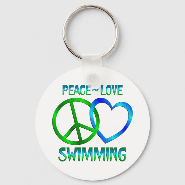 Peace Love SWIMMING Keychain (Front)