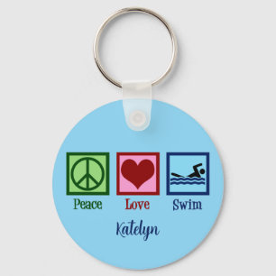 Peace Love Swimming Keychain