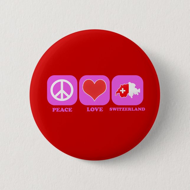 Peace Love Switzerland 2 Inch Round Button (Front)
