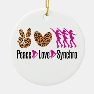 Peace Love Synchro Synchronized Skating Ceramic Ornament