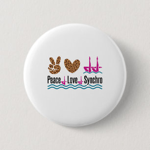 Peace Love Synchro Synchronized Swimming Artistic 2 Inch Round Button