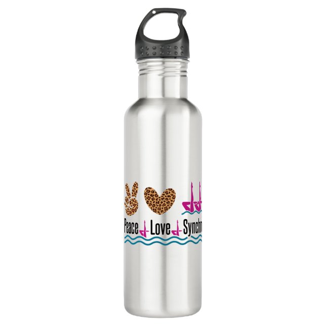 Peace Love Synchro Synchronized Swimming Artistic 710 Ml Water Bottle (Front)