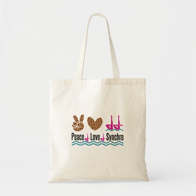 Peace Love Synchro Synchronized Swimming Artistic Tote Bag (Front)