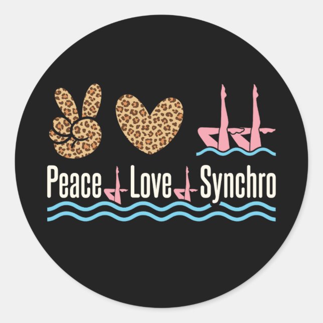 Peace Love Synchro Synchronized Swimming Classic Round Sticker (Front)