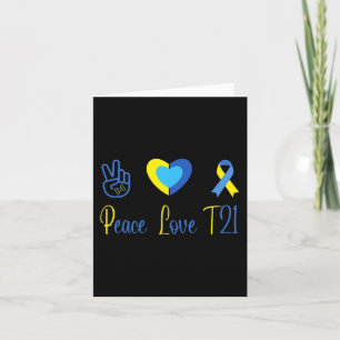 Peace Love T21 Blue Yellow World Down Syndrome Day Card