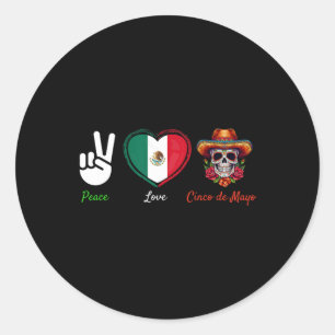 Peace Love Tacos Cinco De Mayo Mexican Fun Classic Round Sticker