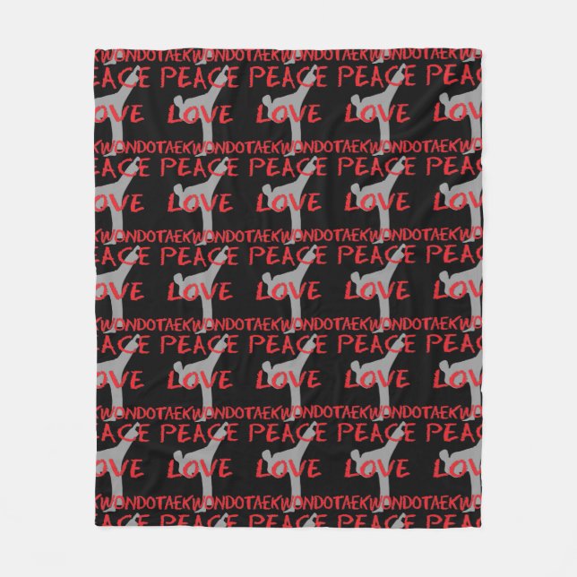 Peace Love Taekwondo Fleece Blanket (Front)