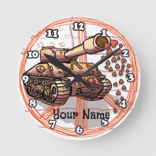 Peace Love Tank  Round Clock