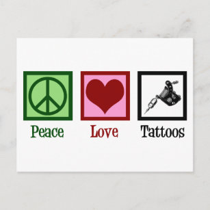 Peace Love Tattoos Cute Tattoo Artist Gun Postcard