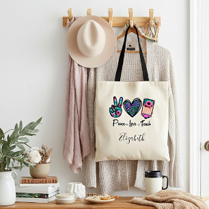 Peace Love Teach personalized Tote Bag