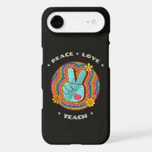 Peace Love Teach Vintage Retro 70s Hippie