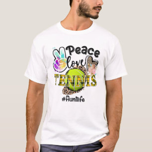 Peace Love Tennis Aunt Life Mom Grandma Leopard T-Shirt