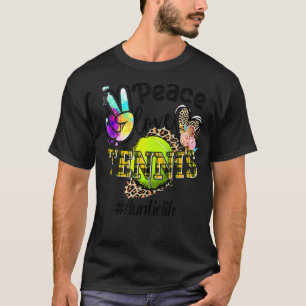 Peace Love Tennis Auntie Life Mom Grandma Leopard T-Shirt