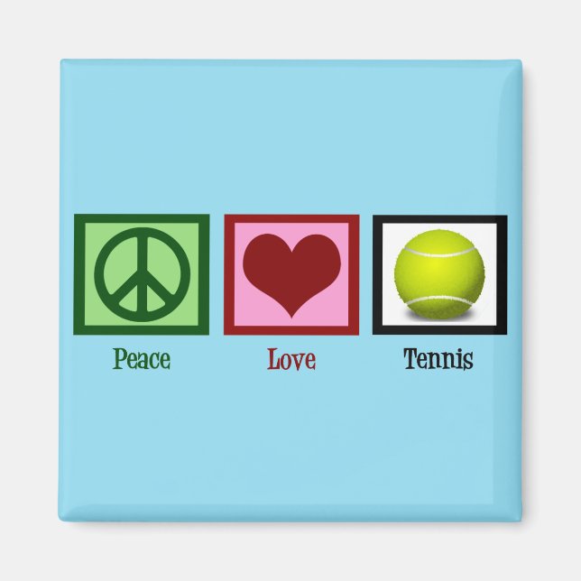Peace Love Tennis Blue Magnet (Front)