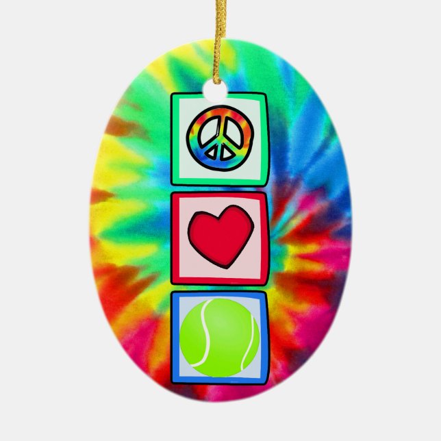 Peace, Love, Tennis Ceramic Ornament (Front)