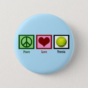 Peace Love Tennis Cute Blue 2 Inch Round Button