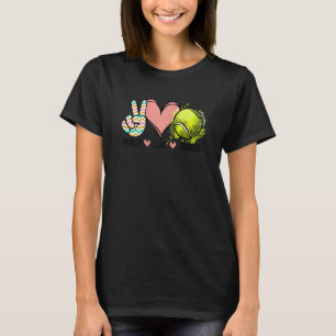 Peace Love Tennis Cute For Women Teen Little Girl T-Shirt