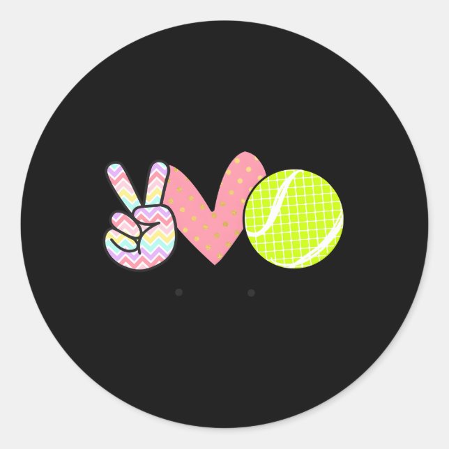 Peace Love Tennis For N Little Classic Round Sticker (Front)