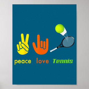 Peace Love Tennis Funny Tennis Lovers Hand Sign De