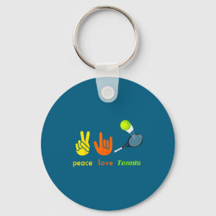 Peace Love Tennis Funny Tennis Lovers Hand Sign De Keychain