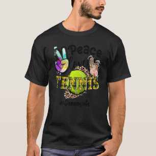 Peace Love Tennis Gammy Life Mom Grandma Leopard T-Shirt