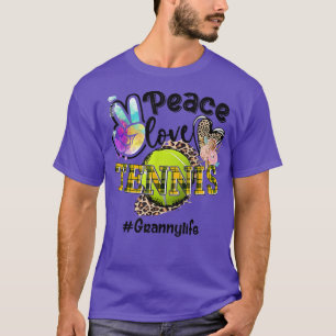 Peace Love Tennis Granny Life Mom Grandma Leopard T-Shirt