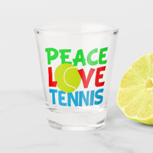Peace Love Tennis Player Shot Glass