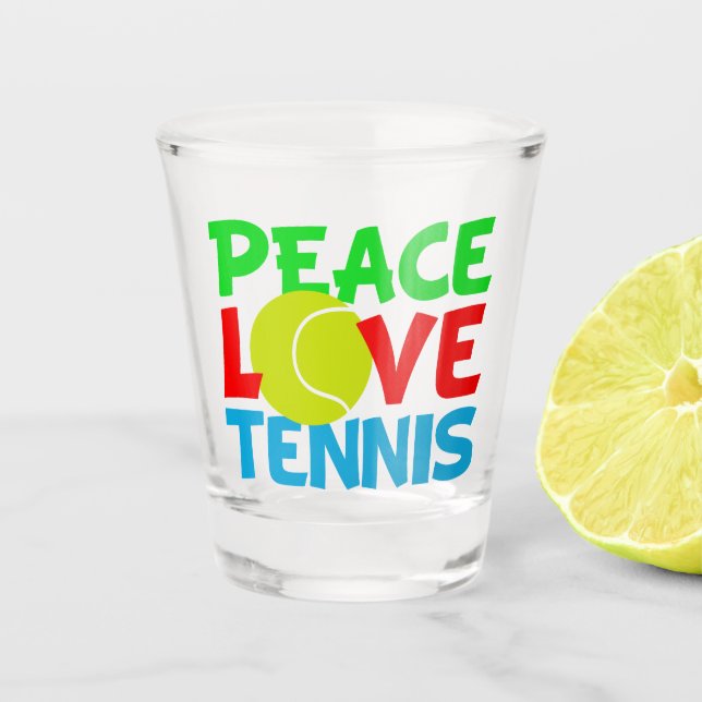 Peace Love Tennis Player Shot Glass (Front)