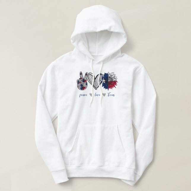 Peace Love Texas Flag Sunflower  Hoodie (Design Front)