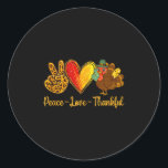 Peace Love Thankful Turkey Funny Thanksgiving Fall Classic Round Sticker<br><div class="desc">Peace Love Thankful Turkey Funny Thanksgiving Fall Graphic Tank Top</div>