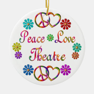 PEACE LOVE THEATRE CERAMIC ORNAMENT