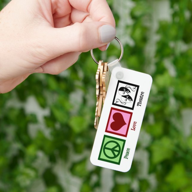 Peace Love Theatre Personalized Actor Gift Keychain (Hand)