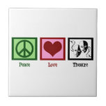 Peace Love Theatre Tile<br><div class="desc">A peace sign,  heart,  and a happy and sad mask symbolizing acting. A cute gift for an actor.</div>