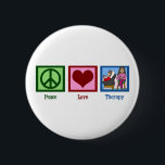 Peace Love Therapy 2 Inch Round Button<br><div class="desc">A peace sign,  heart,  and a therapist treating a patient on the couch. A cute gift for a psychologist or someone who provides therapy and likes psychology.</div>