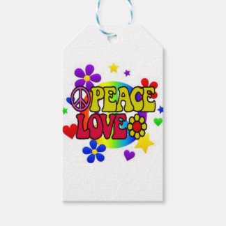 PEACE LOVE TIE DYE HIPPIE SYMBOL GIFT TAGS