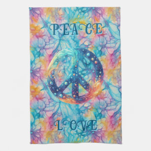 Peace Love Tie-Dye Kitchen Towel