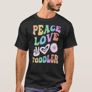 PEACE LOVE TODDLER Retro Preschool Teacher Groovy  T-Shirt