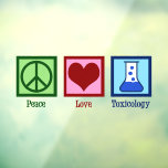 Peace Love Toxicology Cute Toxicologist Window Cling<br><div class="desc">Peace Love Toxicology. A cool toxicologist window cling for a scientist who works in a lab as a poison and poisoning expert. Support toxicity researchers with this cute design!</div>