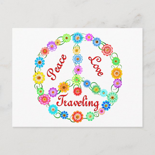 Peace Love Travelling Postcard (Front)