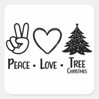 Peace Love Tree christmas Square Sticker