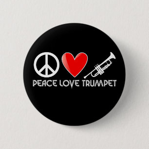 Peace, Love, Trumpet 2 Inch Round Button