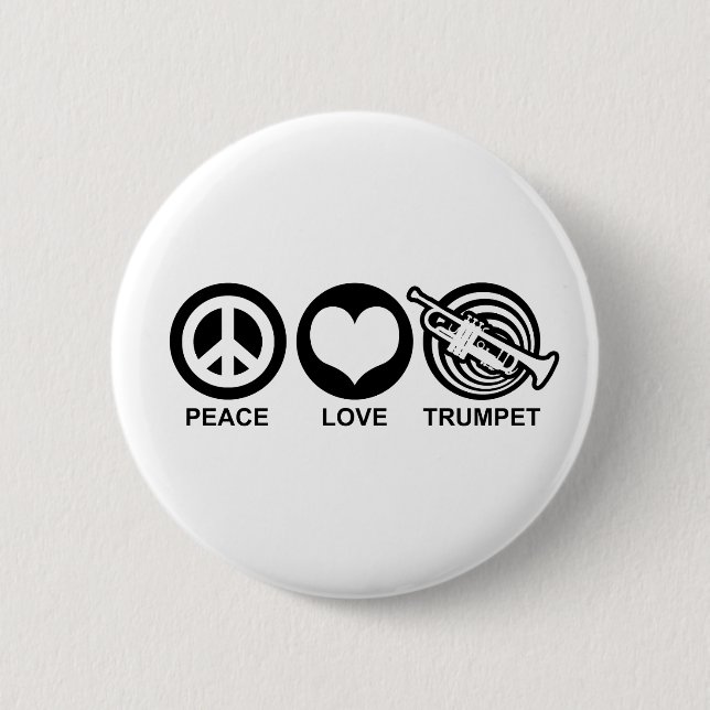 Peace Love Trumpet 2 Inch Round Button (Front)