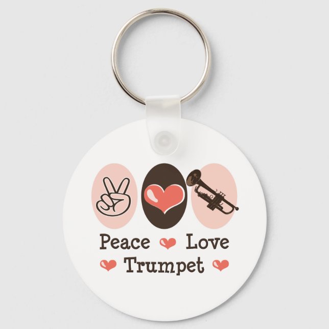Peace Love Trumpet Key Chain (Front)