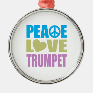 Peace Love Trumpet Metal Ornament