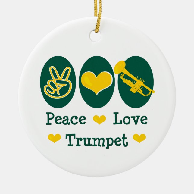 Peace Love Trumpet Ornament (Front)
