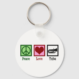 Peace Love Tuba Player Keychain